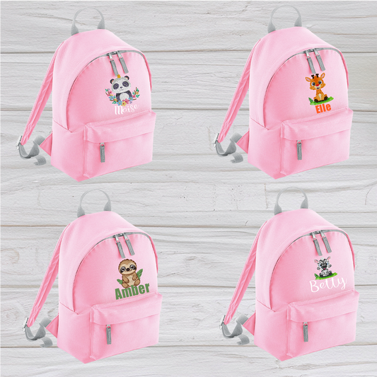 Personalised Pink Mini School Backpack/Rucksack - Animal Designs - CreationPartyShop