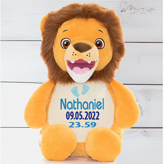 Get your embroidery unique and customised Numbutu the Lion Teddy Bear today.
