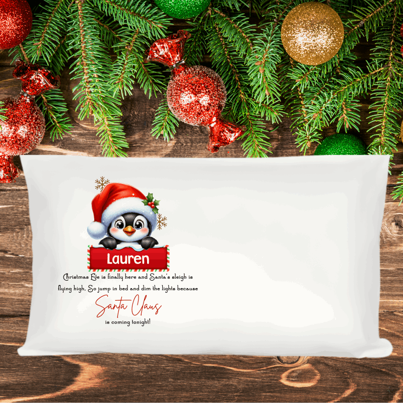 Make Christmas Eve extra magical with our Personalised Christmas Eve Peekaboo Penguin Pillow — the perfect festive touch for your little one’s christmas eve bedtime excitement!