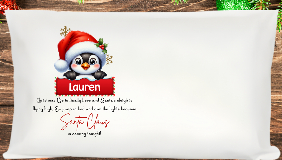 Make Christmas Eve extra magical with our Personalised Christmas Eve Peekaboo Penguin Pillow — the perfect festive touch for your little one’s christmas eve bedtime excitement!