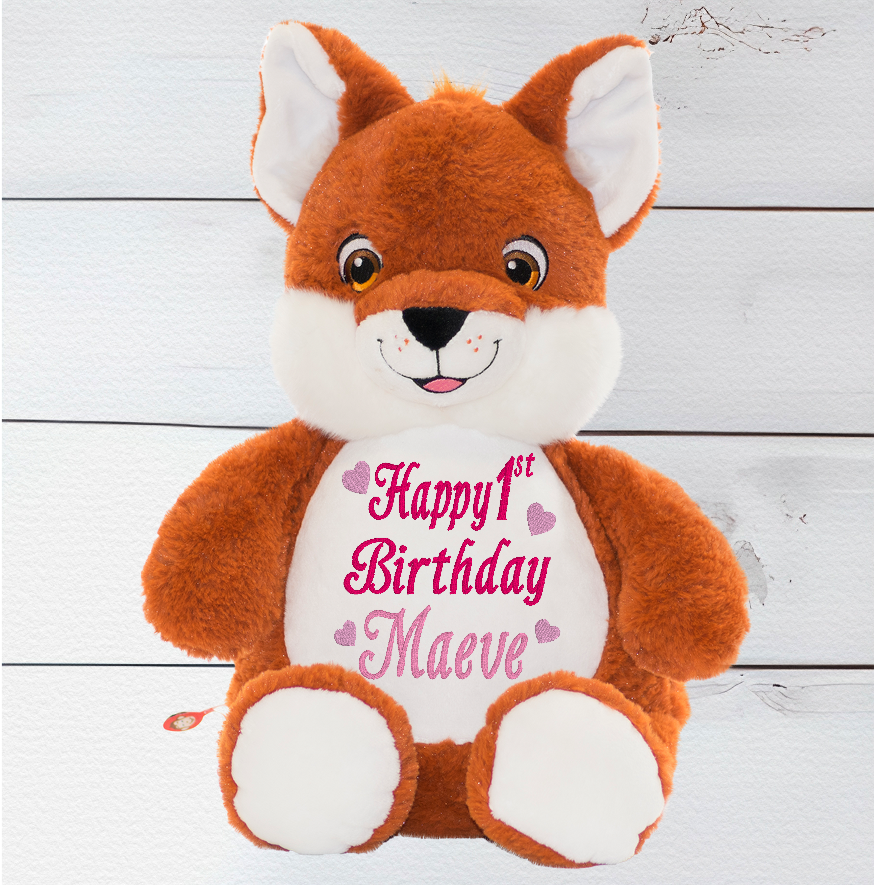 Personalised Cubbies Embroidery Fox Teddy Bear – CreationPartyShop