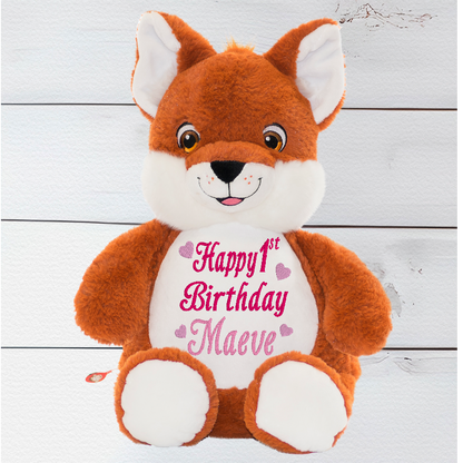 Personalised Cubbies Fox Teddy Bear Makkapitew with embroidered name