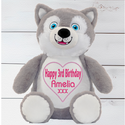 Personalised Embroidery Hugo the Husky Teddy Bear - CreationPartyShop