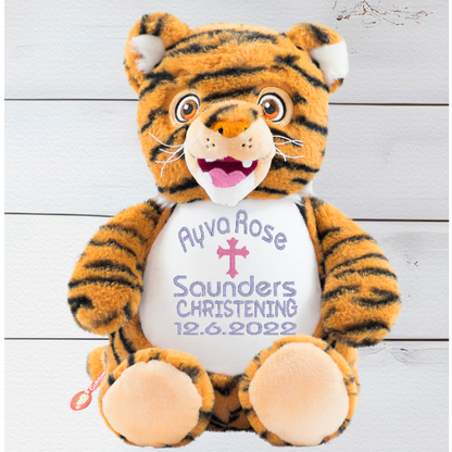 Personalised Cubbies Tiger Teddy Bear Shah with embroidered name