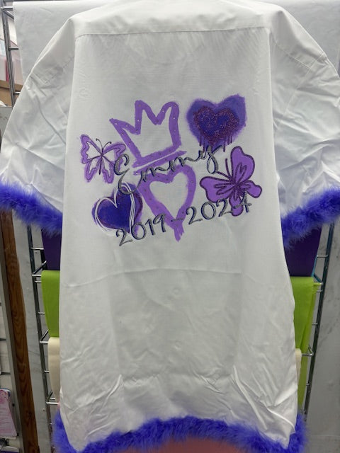 Personalised Glitter, Diamante Crown, Turkish/ Evil Eyes with Butterflies, Feathers Purple School Leavers Signing Shirts Class of Year 2025 Kids - CreationPartyShop