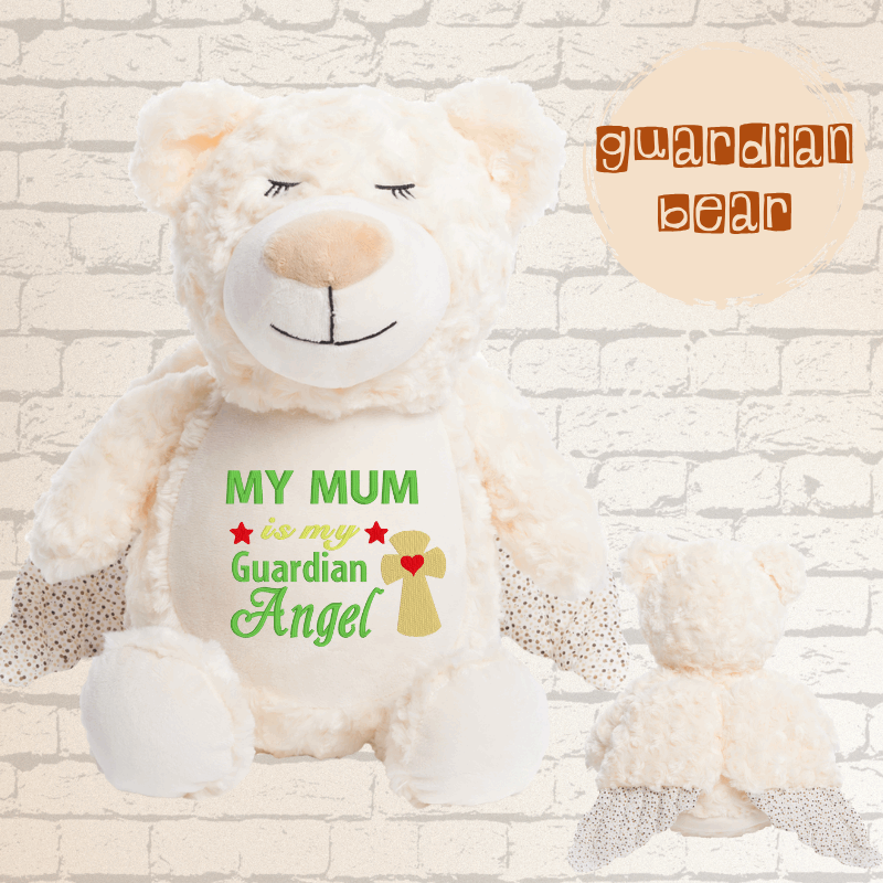 Personalised Embroidery Guardian Angel Bear