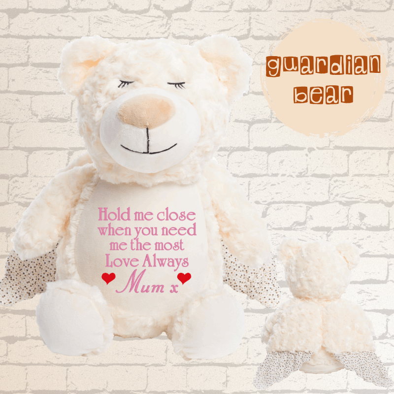 Personalised Embroidery Guardian Angel Bear