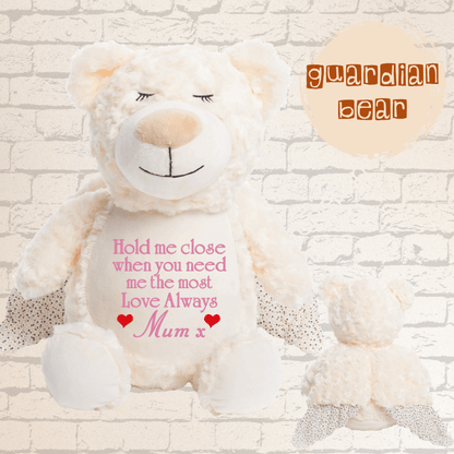 Personalised Embroidery Guardian Angel Bear
