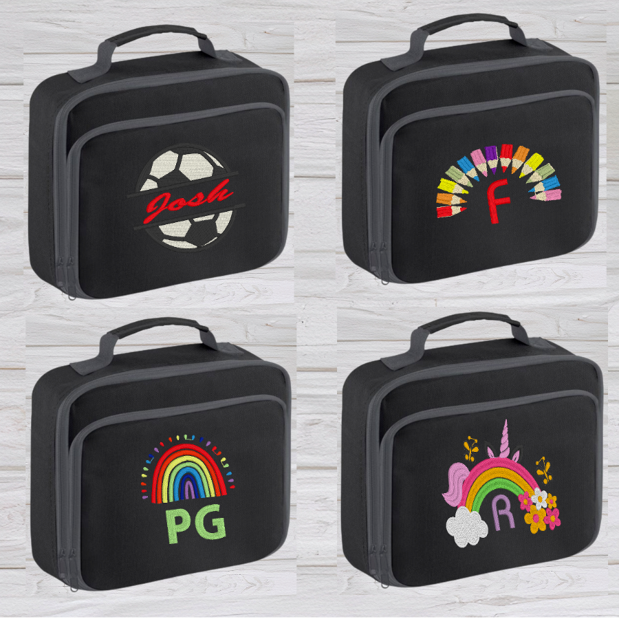 Introducing the ultra-stylish, Personalised Lunch Box Cooler! It's the total package: Zippered front pocket for easy customization. Zippered main compartment. Fully insulated. Wipeable interior. Internal ID label.  Colour - Black Adjustment handle from 7.5cm to 8cm. Reach certified. Dimensions 24 x 20 x 8cm. 3 litres.  Choose between 4 colours - Jet Black, Jungle Camo, Navy Blue, Pretty in Pink!  Personalisation comes complimentary - no extra cost!