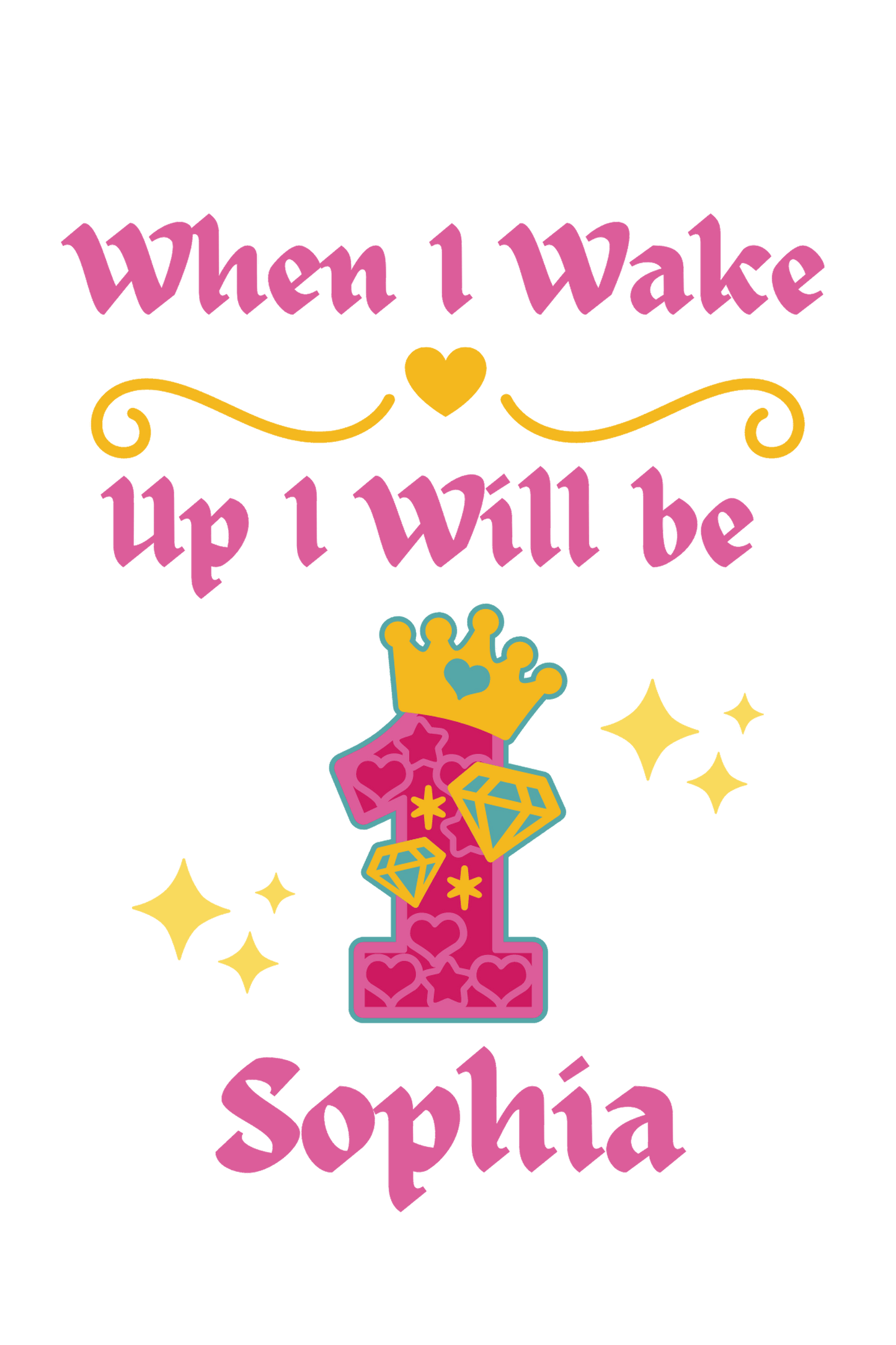 Searching for the perfect wake up PJs for your little girl? Look no more! Our one-of-a-kind "When I Wake Up"&nbsp; Princess Age design set is the perfect addition to any birthday bash. Personalized with a name and princess themed age, these jammies come in both Solid Pink &amp; White, Pink Candy Striped &amp; White.&nbsp;  Enhance your sleepwear with our exquisite Princess Themed Age Design.  Made with 100% cotton and a bold print, these PJs make a fab birthday present!