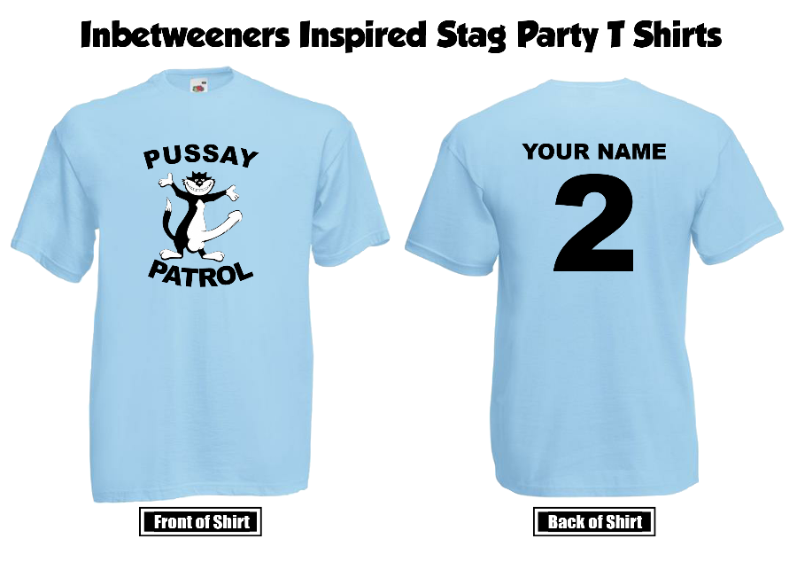 "Ready for a wild party? Our personalised Pussay Patrol tees are perfect for your Stag do! Customize with your name and number on the back to truly make them your own. With a variety of 30 vibrant colours and sizes up to 5XL*, these tees are inspired by The Inbetweeners and will add the perfect touch of style to your Stag Do celebration. Made with 100% cotton, these shirts offer a comfortable and classic fit. Get ready to have a blast!"