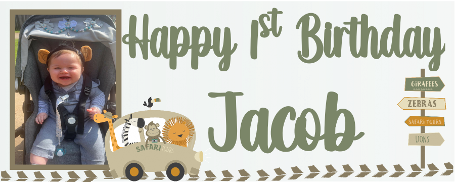 Personalised b-day banners and posters featuring your fave safari animals can be yours! Sizes? Yup. Photos? Yup. Customise the wildest b-day wishes!
