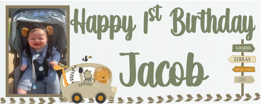 Personalised b-day banners and posters featuring your fave safari animals can be yours! Sizes? Yup. Photos? Yup. Customise the wildest b-day wishes!