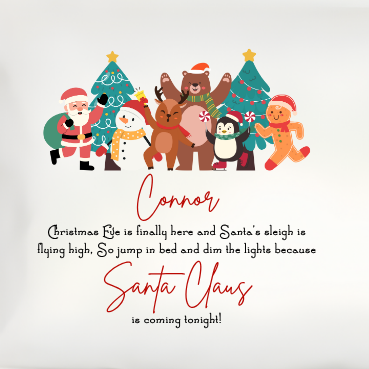 Make Christmas Eve extra magical with our Personalised Christmas Eve Santa & Friends Pillow — the perfect festive touch for your little one’s christmas eve bedtime excitement!