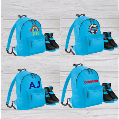 Personalised Junior Sky Blue School Rucksack Backpack - Embroidery Designed - CreationPartyShop