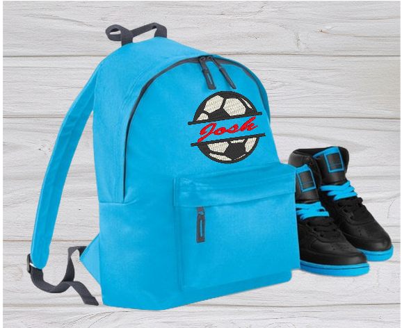 Personalised Junior Sky Blue School Rucksack Backpack - Embroidery Designed - CreationPartyShop