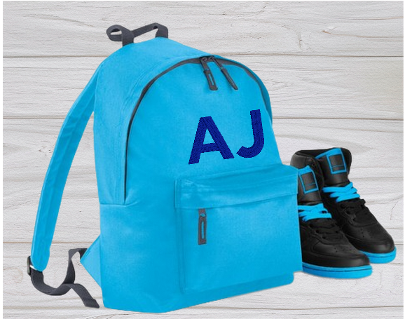 Personalised Junior Sky Blue School Rucksack Backpack - Embroidery Designed - CreationPartyShop