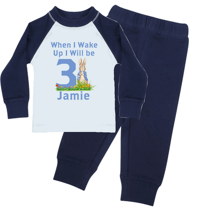 Boys When I Wake Up Blue Pyjamas, Peter Rabbit Design - Personalised - CreationPartyShop