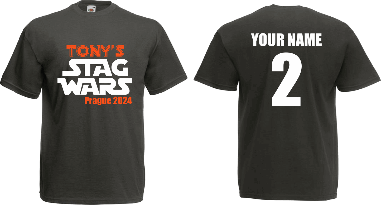 Personalised Stag Do Party T Shirt Printed Designs Custom Tee Shirts - Stag Wars - CreationPartyShop