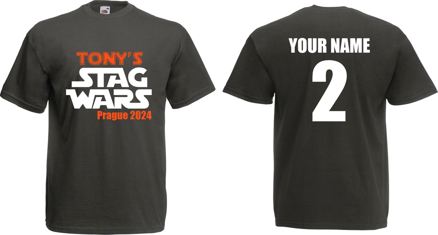 Personalised Stag Do Party T Shirt Printed Designs Custom Tee Shirts - Stag Wars