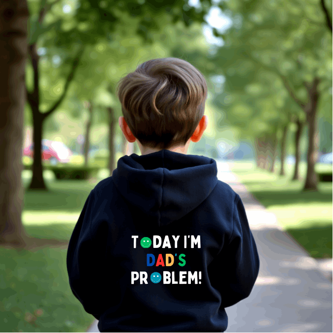 Introducing Today I'm Dad's Problem! Hoodies - ideal for all those cheeky kiddos! They're the perfect match for any child. Printed on the back of super soft hoodies.
