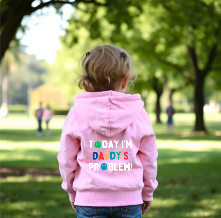Introducing Today I'm Daddy's Problem! Hoodies - ideal for all those cheeky kiddos! They're the perfect match for any child. Printed on the back of super soft hoodies.