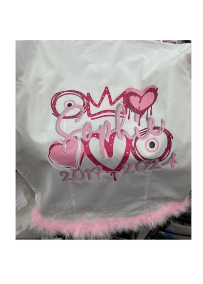 Personalised Glitter, Diamante Crown, Evil Eyes with Hearts Feathers School Leavers Signing Shirts Class of Year 2025 Kids - CreationPartyShop