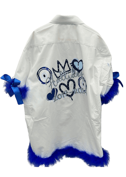 Personalised Glitter, Diamante Crown, Evil Eyes with Hearts Feathers School Leavers Signing Shirts Class of Year 2025 Kids - CreationPartyShop