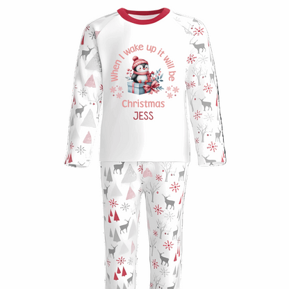 Make Christmas Eve even more magical with our luxury personalised pyjamas, designed to add a touch of festive excitement and comfort to bedtime. Featuring the charming phrase “When I Wake Up It Will Be Christmas”, these pyjamas capture the joy and anticipation of the big day.