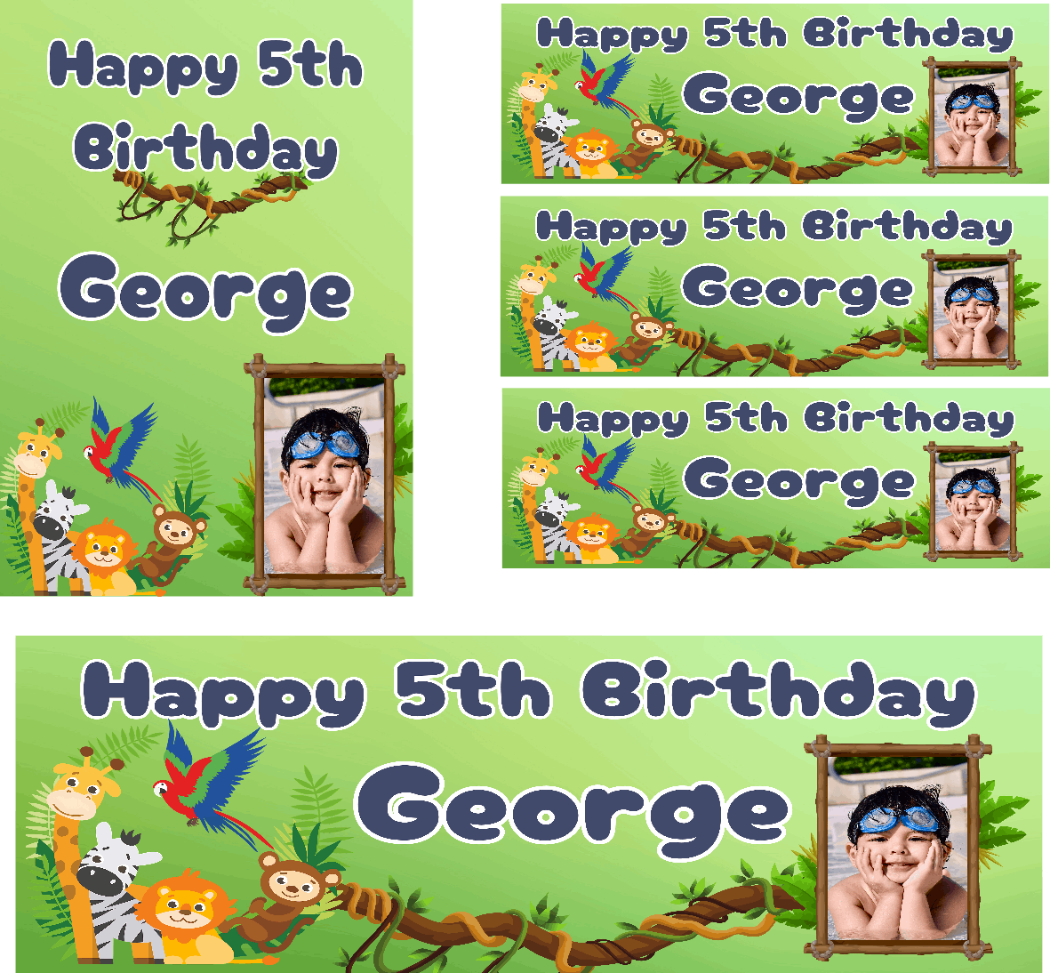 Jungle Themed Birthday Party Photo Banners & Posters - Any Age