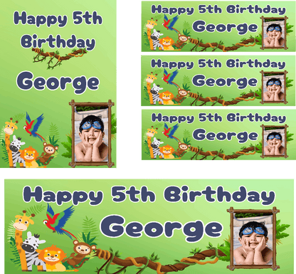 Jungle Themed Birthday Party Photo Banners & Posters - Any Age