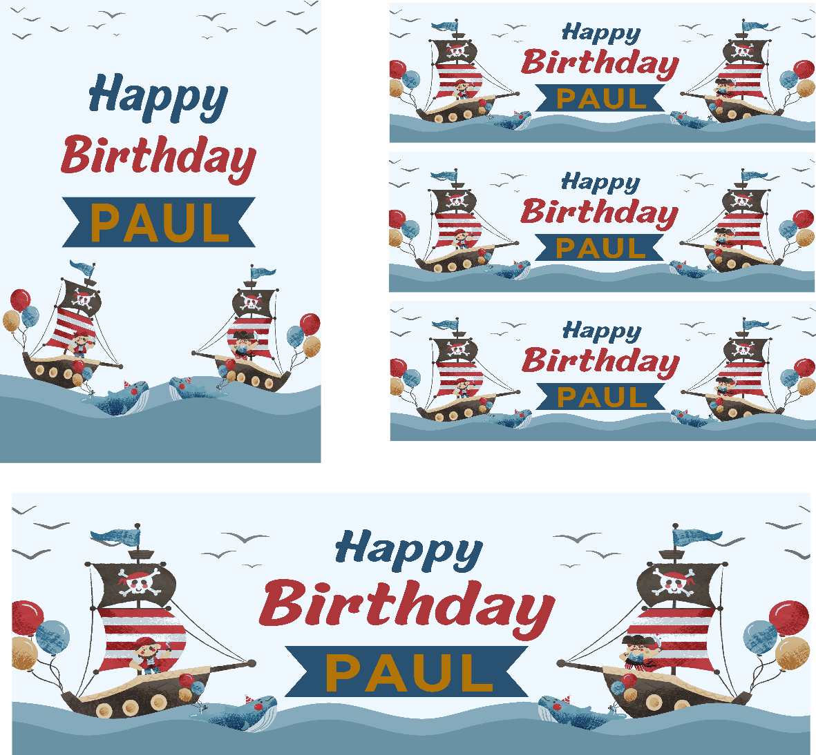 Pirate Themed Birthday Party Photo Banners & Posters - Any Age