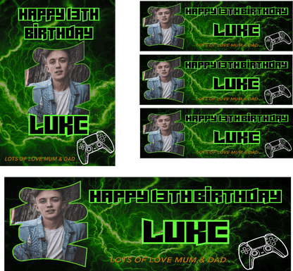 Gamer Themed Birthday Party Photo Banners & Posters - Any Age