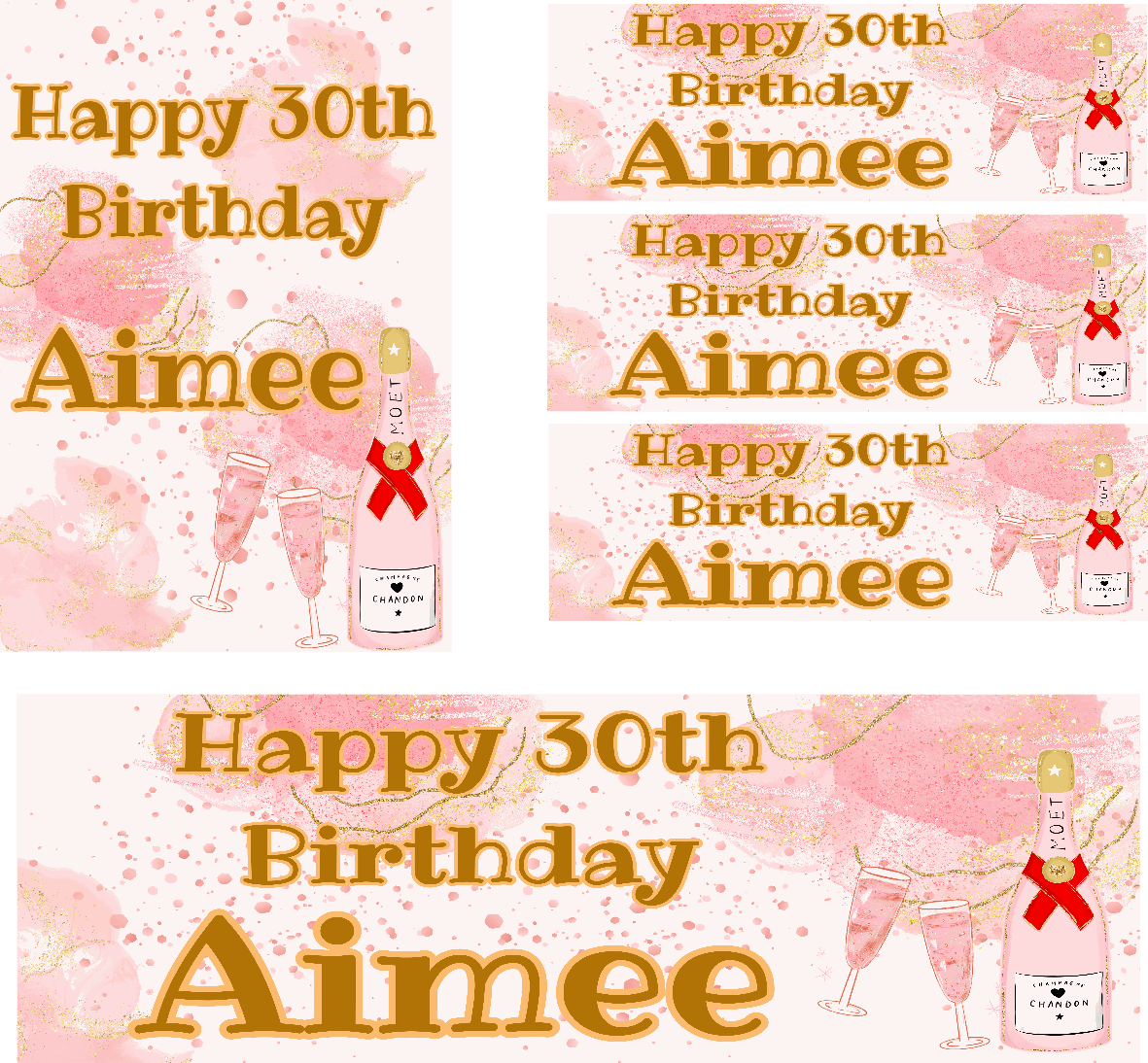 Marble Cloud & Champagne Themed Birthday Party Photo Banners & Posters - Any Age