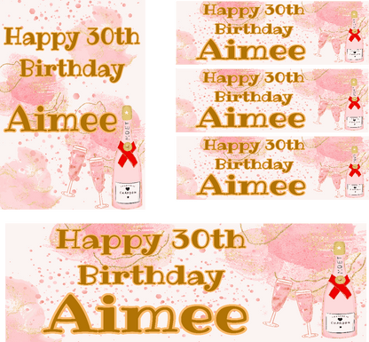 Marble Cloud & Champagne Themed Birthday Party Photo Banners & Posters - Any Age