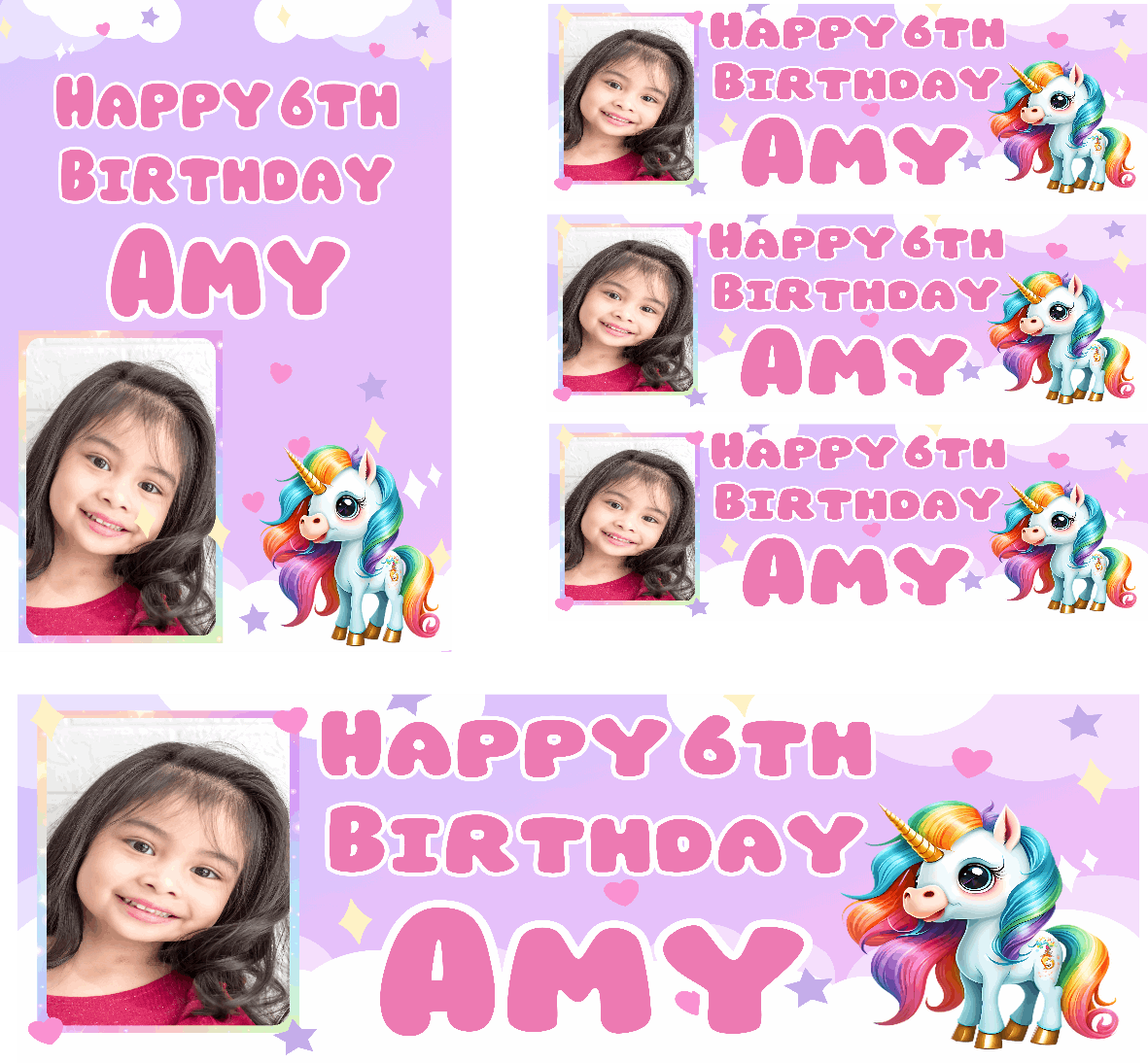 Unicorn Themed Birthday Party Photo Banners & Posters - Any Age