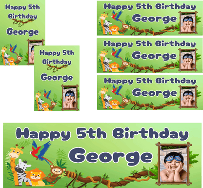 Jungle Themed Birthday Party Photo Banners & Posters - Any Age