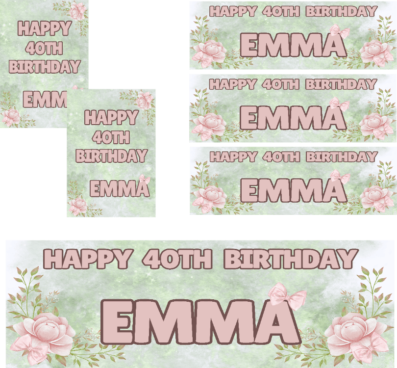Green & Floral Themed Birthday Party Photo Banners & Posters - Any Age - CreationPartyShop