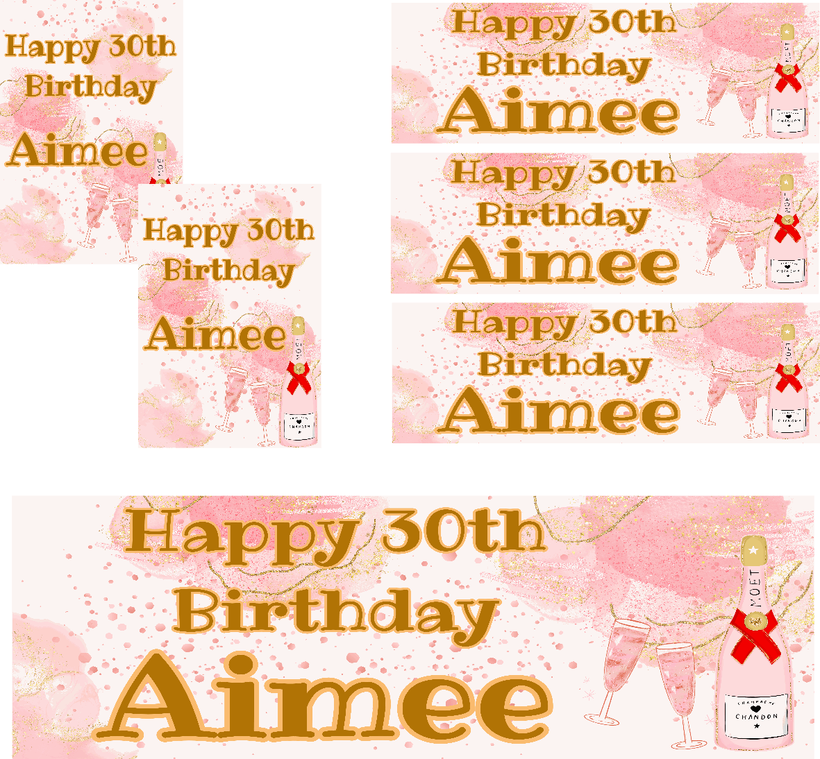 Marble Cloud & Champagne Themed Birthday Party Photo Banners & Posters - Any Age