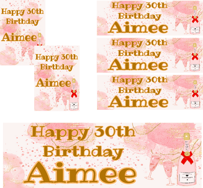 Marble Cloud & Champagne Themed Birthday Party Photo Banners & Posters - Any Age