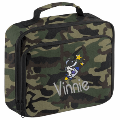 Introducing the ultra-stylish, Personalised Lunch Box Cooler! It's the total package: Zippered front pocket for easy customization. Zippered main compartment. Fully insulated. Wipeable interior. Internal ID label.

Embroidery Personalisation comes complimentary - no extra cost!

Featuring a fun Personalised Astronaut Design.