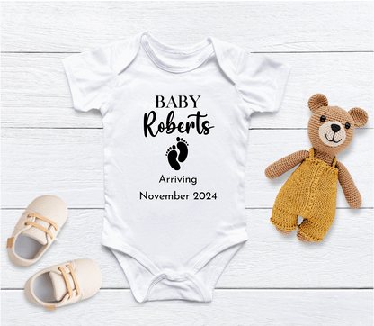 Personalised Baby Footprints Pregnancy Announcement Baby Vest - CreationPartyShop