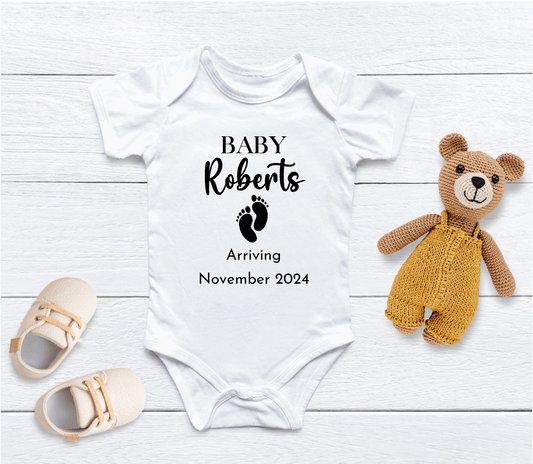 Personalised Baby Footprints Pregnancy Announcement Baby Vest - CreationPartyShop
