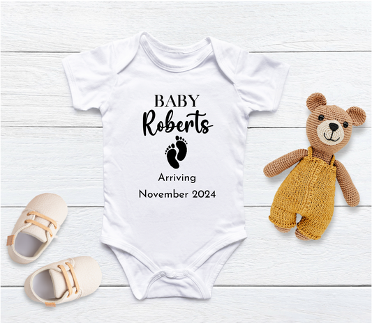 Personalised Baby Footprints Pregnancy Announcement Baby Vest - CreationPartyShop