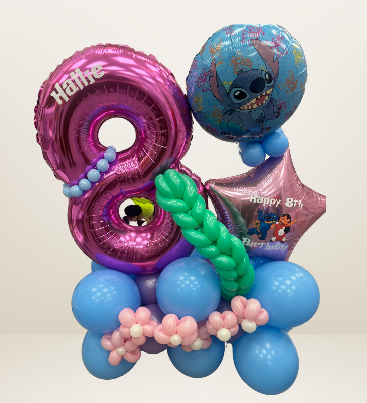 Lilo and Stitch balloon marquee/stack. Personalised with name.