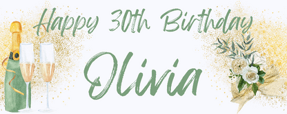 Personalised birthday banners and posters in the theme of gold glitter and floral, Bring your birthday celebrations to life with personalised posters and banners! Our gold glitter and floral theme creates a stunning backdrop for your celebration. Make your special day one to remember with our customizable banners and posters.