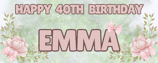 Green & Floral Themed Birthday Party Photo Banners & Posters - Any Age - CreationPartyShop