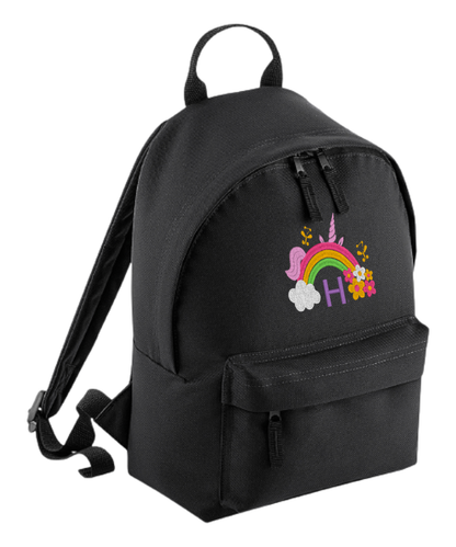 Personalised Mini School Backpack/Rucksack - Rainbow Unicorn Design