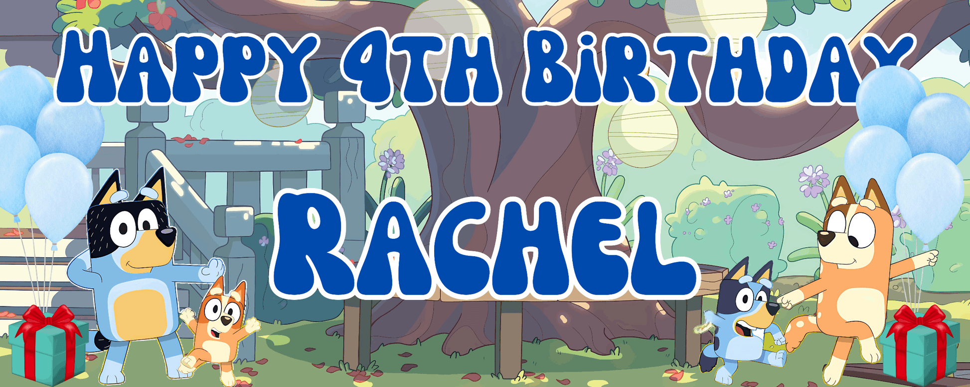 Custom Bluey style party banner for kids