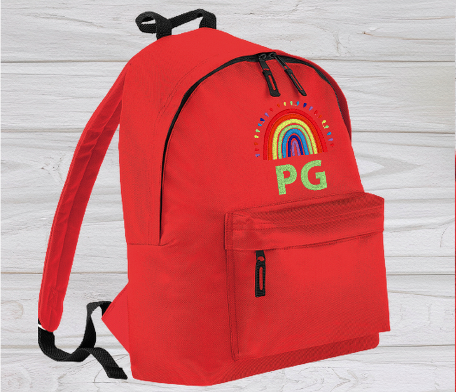 Personalised Junior Red School Rucksack Backpack - Embroidery Designed - CreationPartyShop
